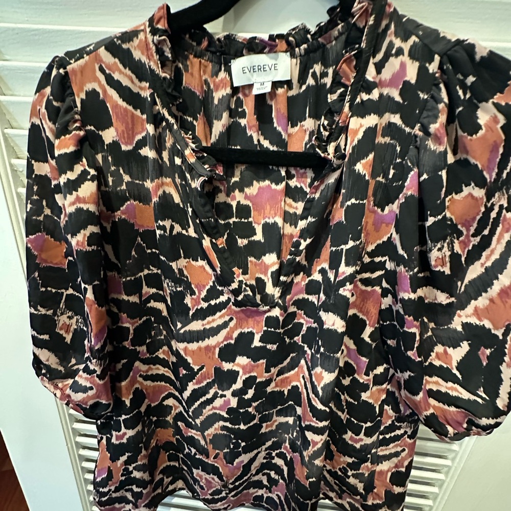 Evereve Black and Pink Patterned Blouse